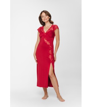 Camisón largo ajustado micromodal elastano negro vista frontal